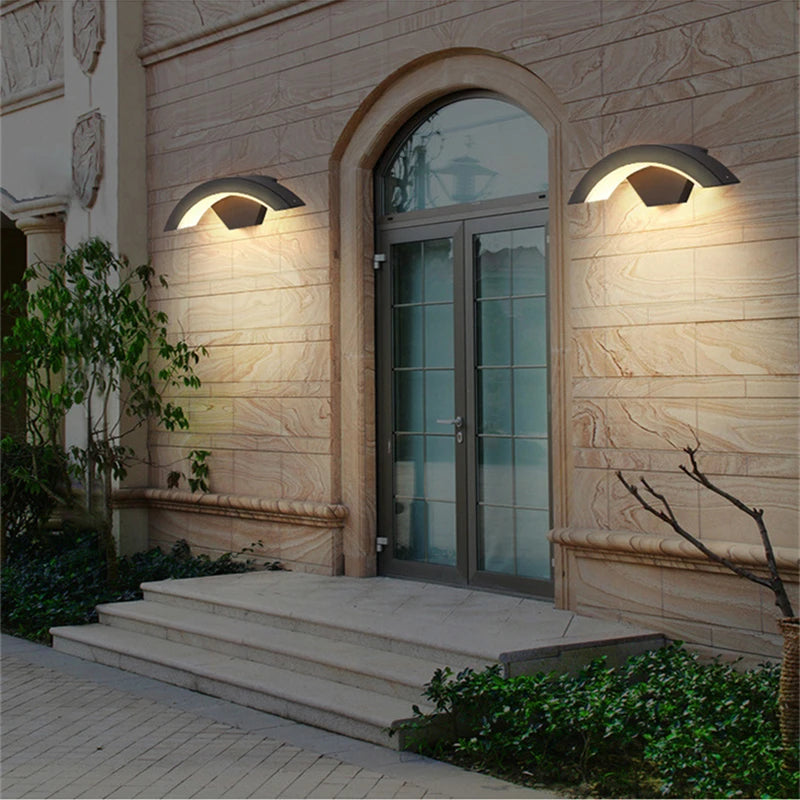 Semicircular Outdoor Wall Lamp with Motion Sensor - IP65 Waterproof LED Lighting for Entrance, Porch, Garden, and Courtyard