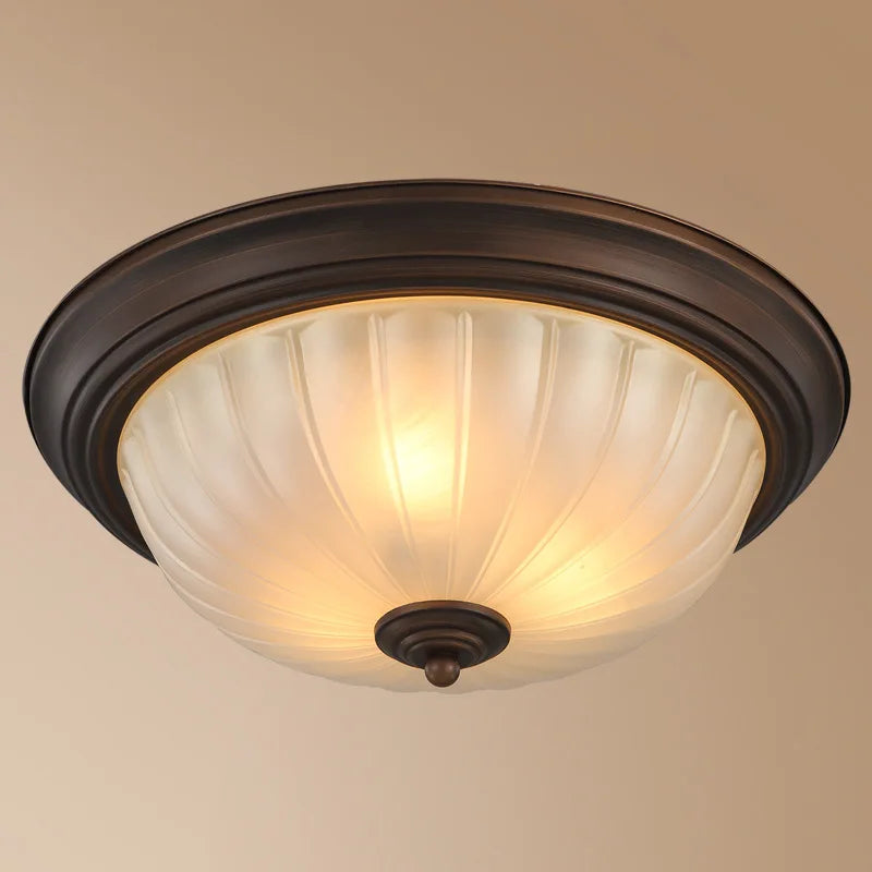 European Retro Round Ceiling Lamp - Wrought Iron Luxury Light Fixture for Elegant Interiors