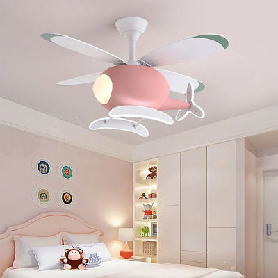 Cartoon LED Ceiling Lamp Helicopter Fan Chandelier for Children's Room Living Room Bedroom Indoor Lighting Fixture Luster