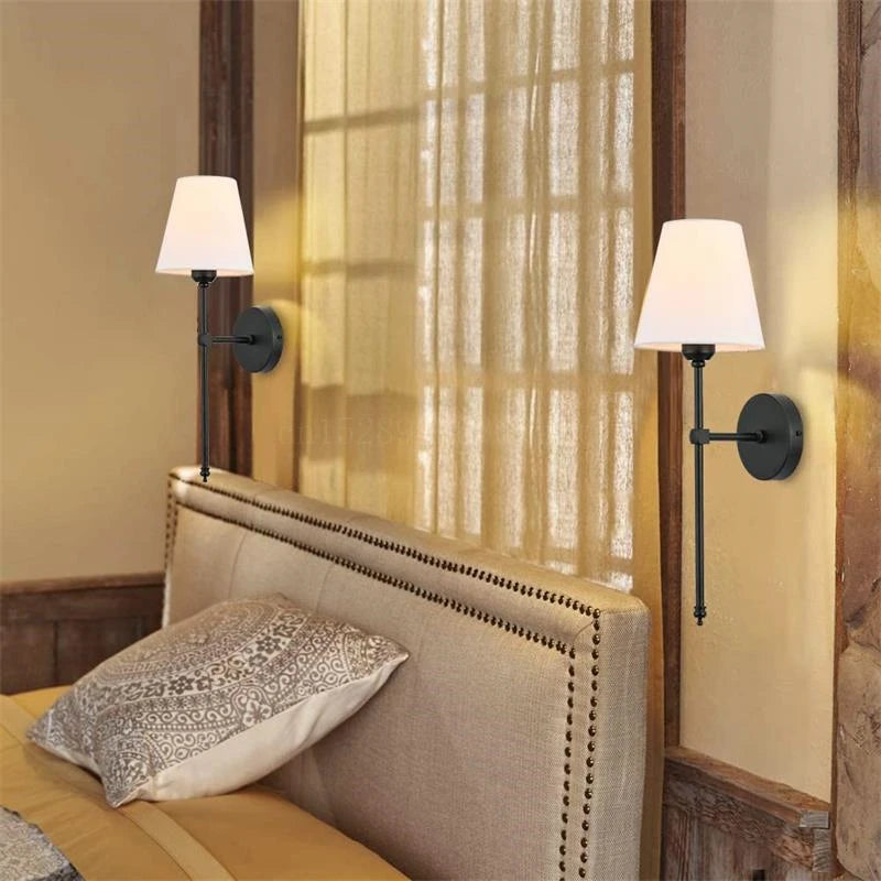 Modern American LED Wall Lamp with Cloth Lampshade