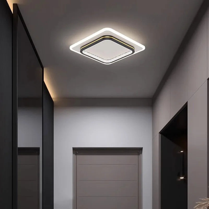 Modern LED Ceiling Light for Home Entrance - Round and Square Crystal Lampshade Fixtures