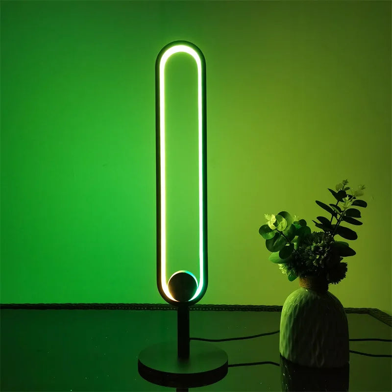 RGB Colorful Ring Table Lamp - Remote Controlled U-shaped Bedside Desk Light for Atmosphere Lighting