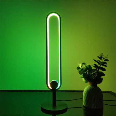 RGB Colorful Ring Table Lamp - Remote Controlled U-shaped Bedside Desk Light for Atmosphere Lighting