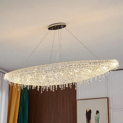 Modern Stainless Steel Chandelier - High-End Crystal Pendant Lamp for Luxury Ambiance