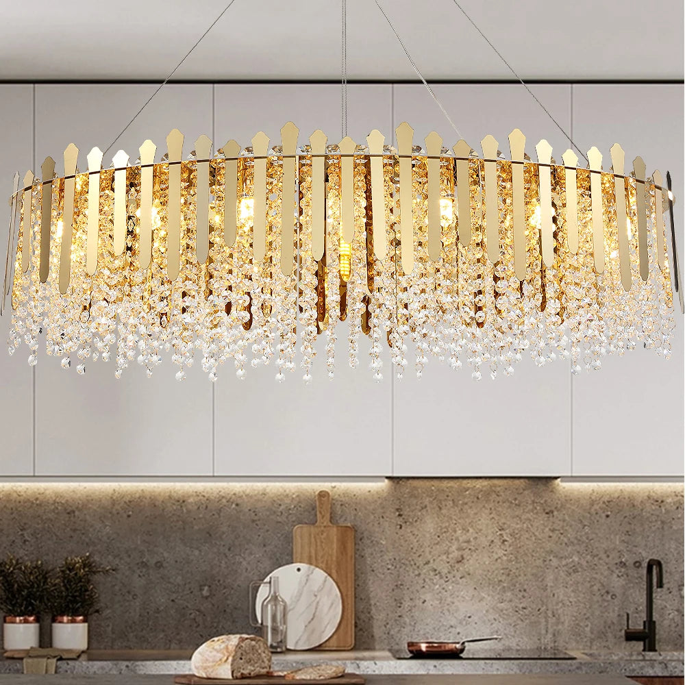 Designer Chandelier Modern Living Room Luxury Crystal Gold Pendant Lights