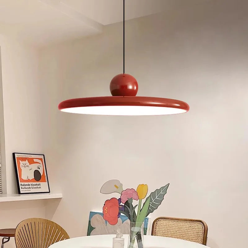 Nordic LED Pendant Light - Cream Wind Flying Saucer Lamps for Living Room, Bedroom, Bedsides, Restaurant, Hotel Interior Illumination