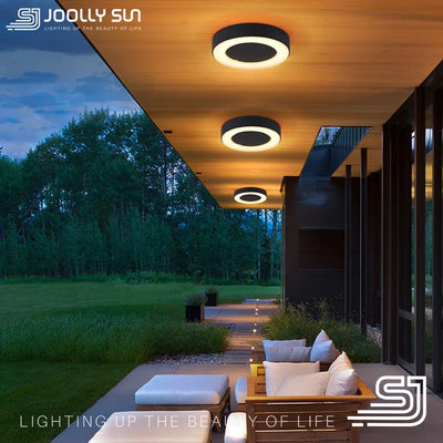 JoollySun 12W Waterproof Outdoor LED Wall/Ceiling Light – Modern Balcony, Porch, and Terrace Lighting Fixture