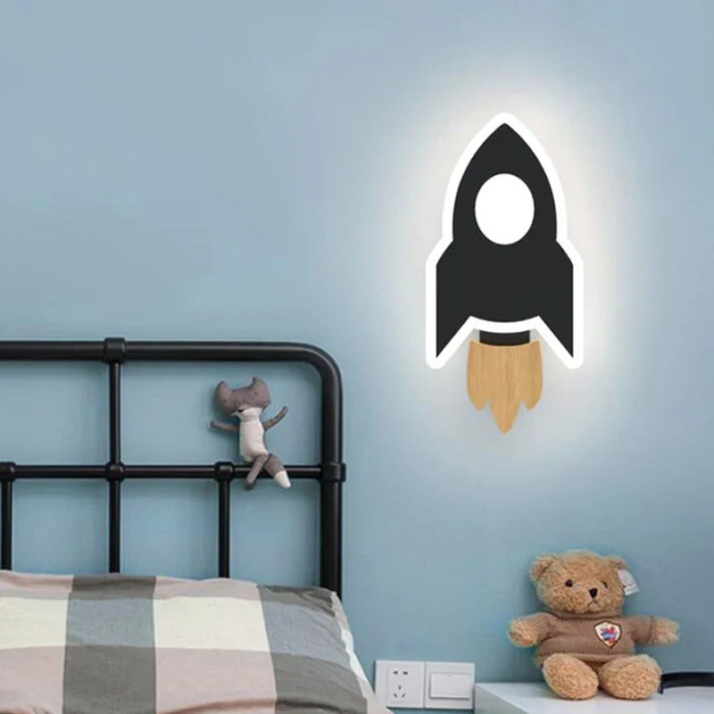 Cartoon Rocket Moon LED Wall Light for Kid's Room