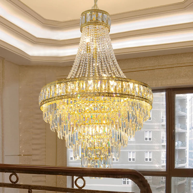 Modern Chandelier Round Living Room Decoration Banquet Hall Large Gold Luxury Crystal Light