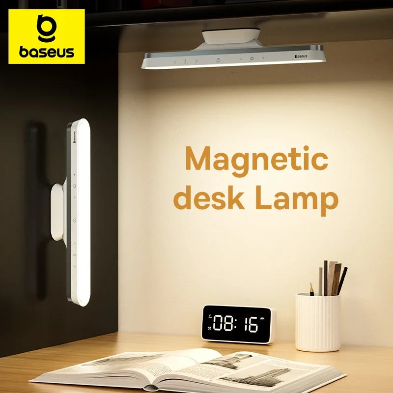 Baseus Magnetic Hanging LED Desk Lamp | Rechargeable, Stepless Dimming, Versatile Lighting for Desk, Cabinet, and Closet