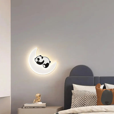 Creative Panda Astronaut Wall Sconce for Kids' Room