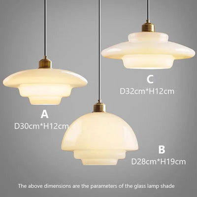 Nordic Cream Wind Milk Glass Pendant Lights - Modern LED Decorative Light Fixtures for Kitchen Island and Dining Room