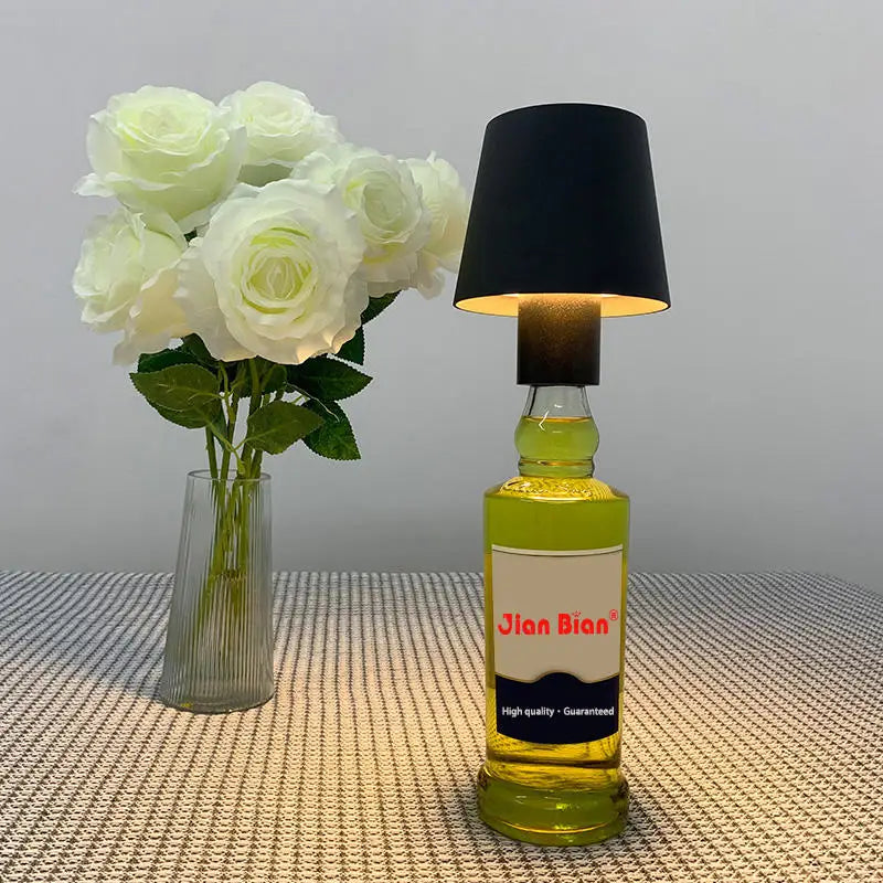 Creative Wine Bottle Base Rechargeable Desk LED Lamp: Illuminate Your Space with Style