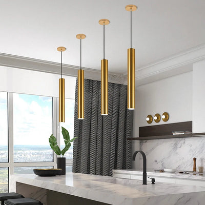 Modern Long Tube LED Pendant Light for Home Indoor Decor Lustre Kitchen Island Bar Living Dining Room 7W Black Gold Hanging Lighting