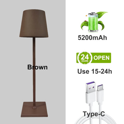 Dimmable LED Portable Table Lamp - USB Rechargeable, Waterproof Bedside & Office Light with Stepless Dimming