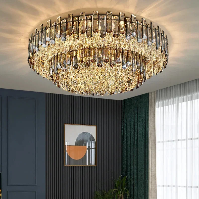 Luxurious Nordic LED Crystal Chandelier - Gold Indoor Lighting Fixture for Dining, Living Room, Bedroom, and Kitchen Island