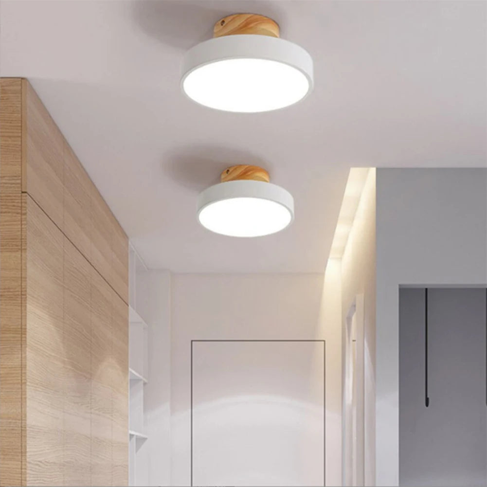 Nordic Macaron Wooden LED Ceiling Lamp | Modern Round Metal Ceiling Light