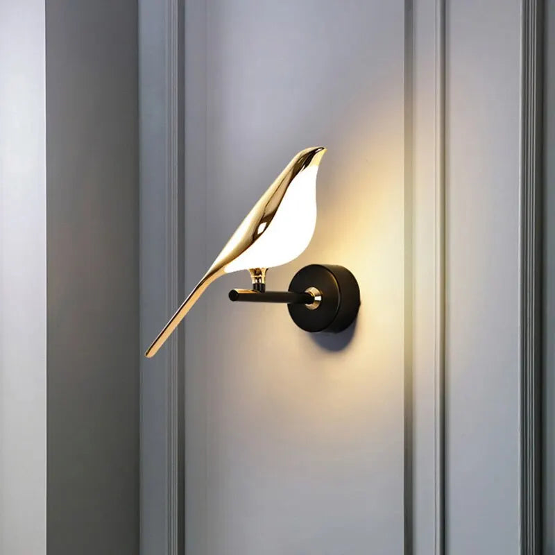 Illuminate Your Space with Modern LED Magpie Bird Wall Lamp