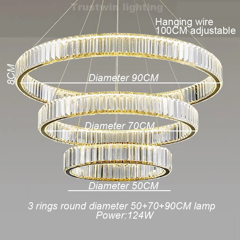 Golden Chrome Round Ring Hanging Light: Modern Elegance Illuminated