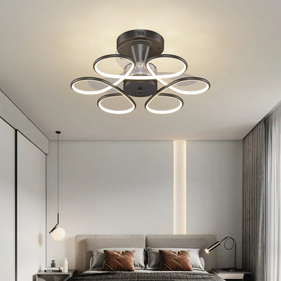 Modern Simple Ceiling Fan with LED Lighting and Remote Control