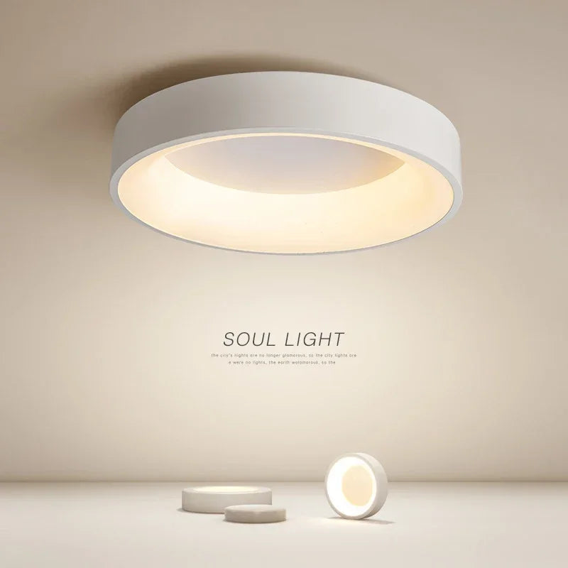 Modern Nordic LED Ceiling Light - Round Simple Lamp for Living Room, Bedroom, Study, and Restaurant