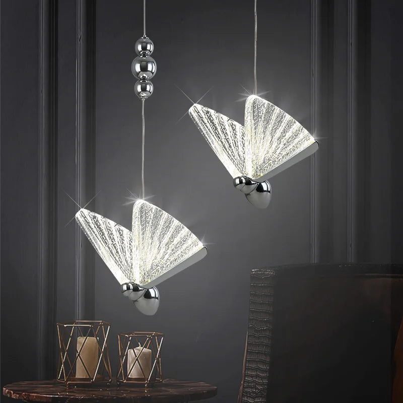 Butterfly LED Pendant Light: Elegant Nordic Hanging Lamp for Living Spaces