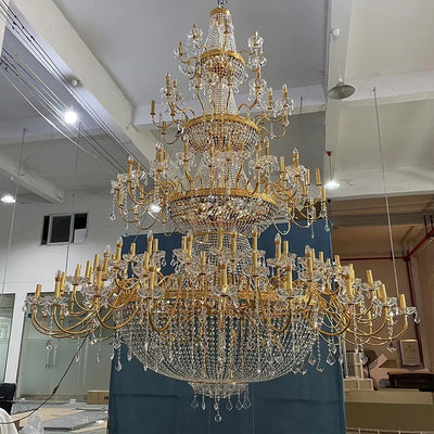 Exquisite Custom-Made Traditional Large Crystal Candle Chandelier for Luxury Hospitality and Residential Settings