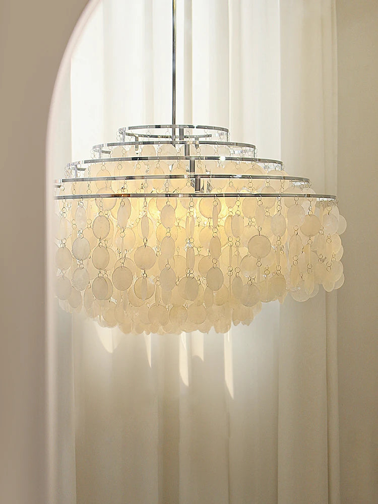 French Natural Shell Chandelier Vintage Restaurant Bedroom American Wind Chime Chandelier