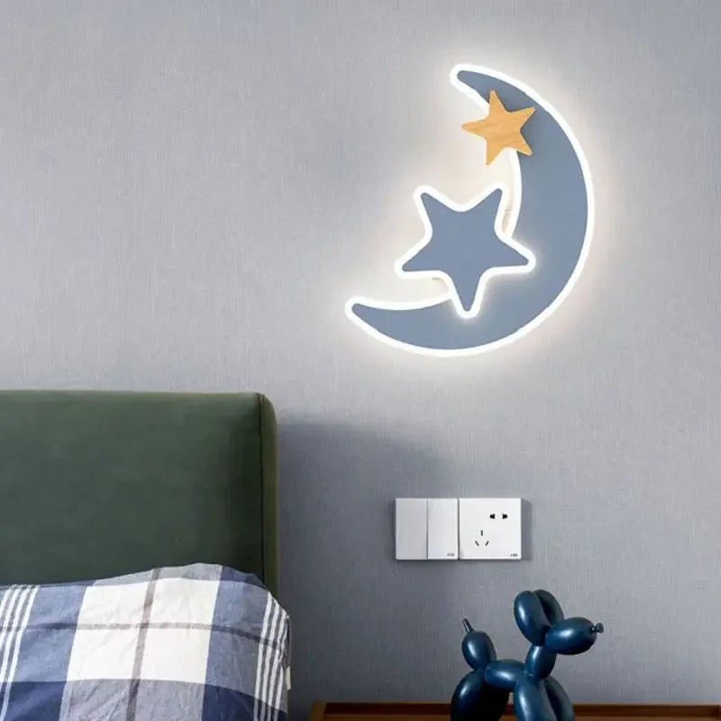 Cartoon Rocket Moon LED Wall Light for Kid's Room