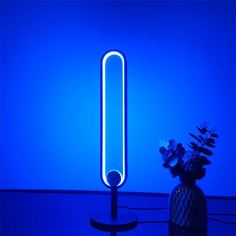 RGB Colorful Ring Table Lamp - Remote Controlled U-shaped Bedside Desk Light for Atmosphere Lighting