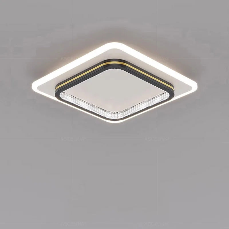 Modern LED Ceiling Light for Home Entrance - Round and Square Crystal Lampshade Fixtures