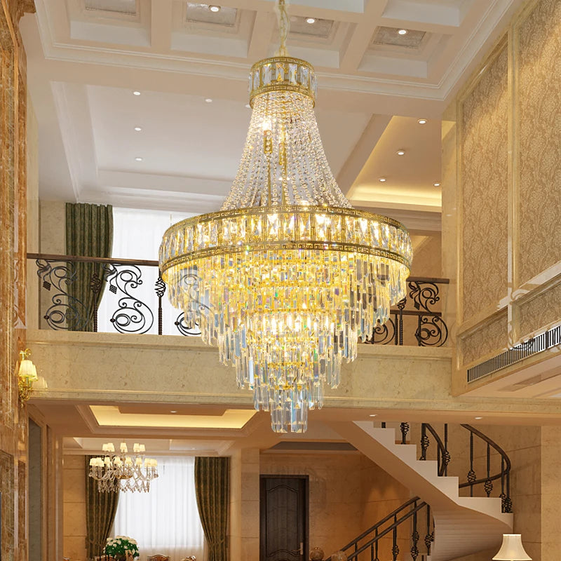 Modern Chandelier Round Living Room Decoration Banquet Hall Large Gold Luxury Crystal Light