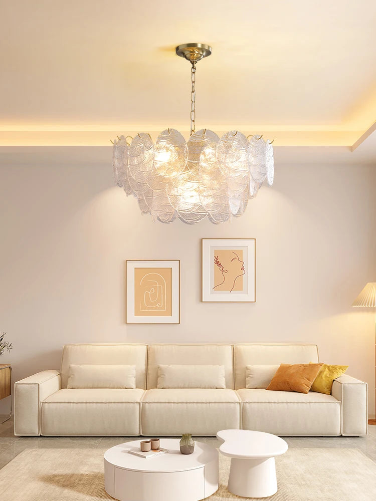 French Design Luxury Gold Lustre Copper Glass Chandelier