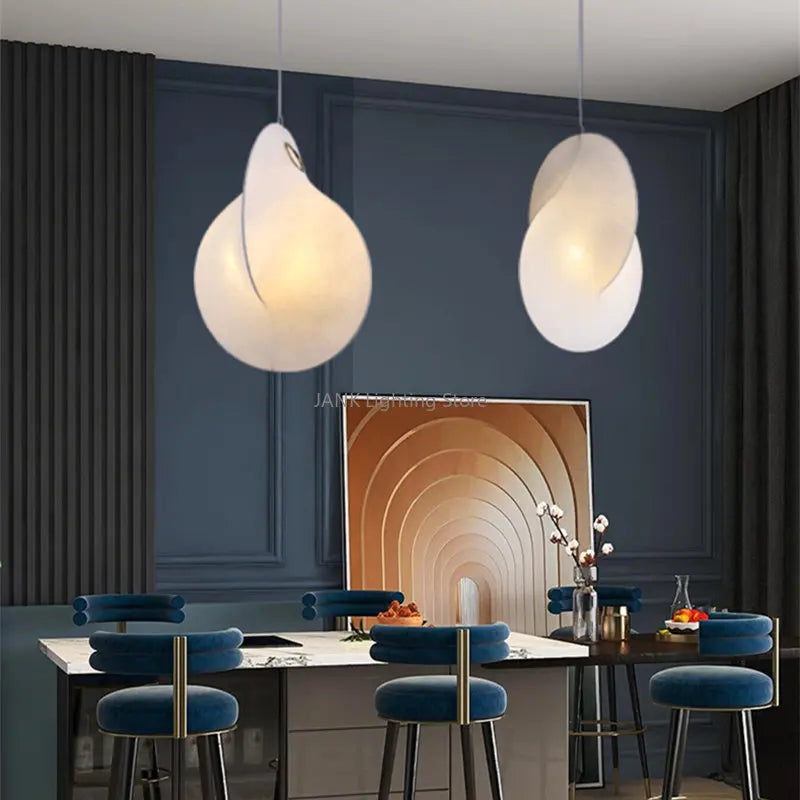 Contemporary Italian Silk Fabric Art Suspension Lamps - LED Lighting