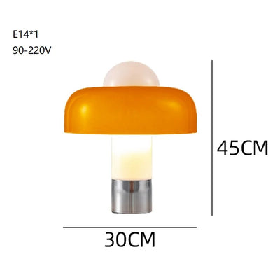 Brumbry Table Lamp - Modern Simple Bedroom Bedside Italian Orange Glass Mushroom Lamp - Decorative Restaurant Sofa Light