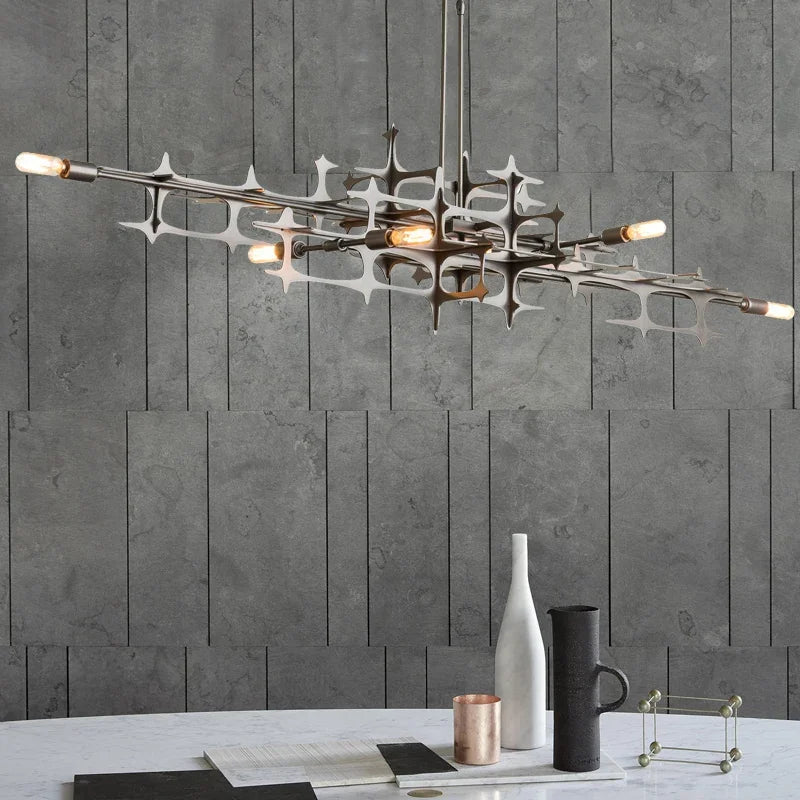 Retro Industrial Chandelier - Luxury Stainless Steel Lighting Fixture for Restaurants and Living Spaces