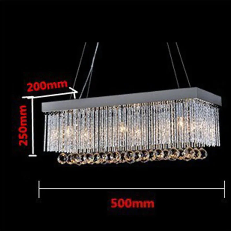 Rectangle Luxury Crystal Pendant Light Fitting Crystal Chandelier Ceiling Suspension Lamp for Dining Room Bedroom