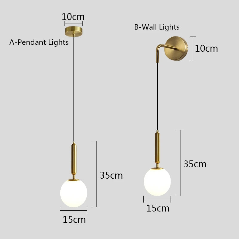 Nordic Glass Pendant Lights - Modern LED Lamp for Bedside Decor Lighting