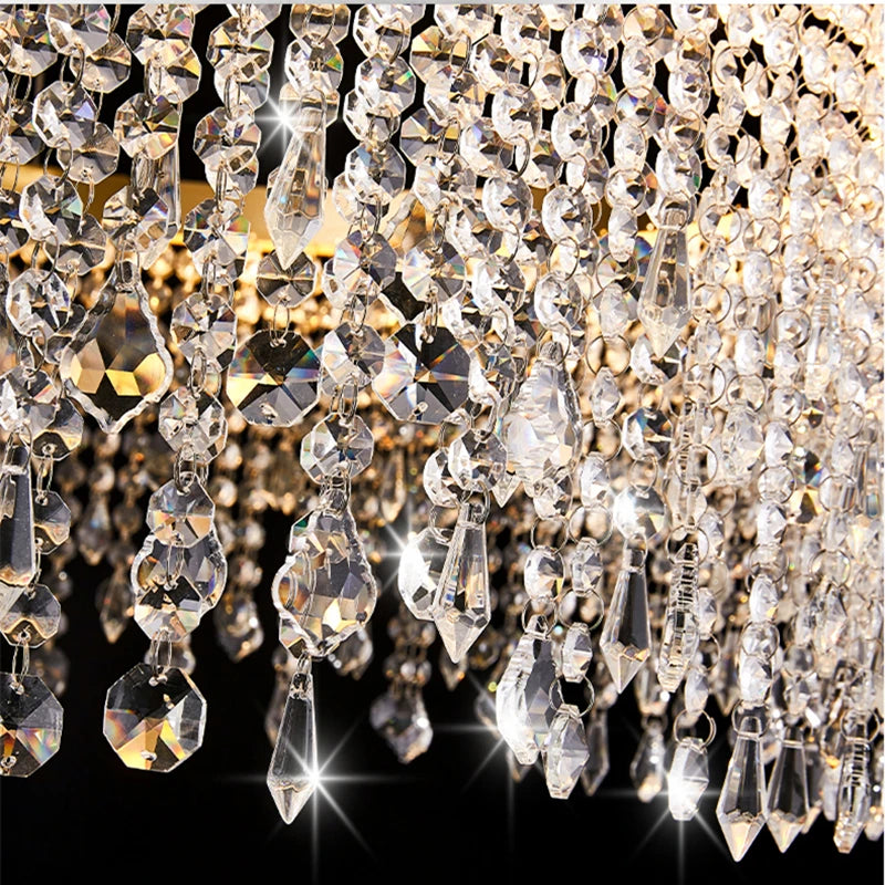 High End Designer Crystal Water Curtain Pendant Chandelier for Foyer Dining Room Hotel Hall Home Decor Staircase LED Lighting