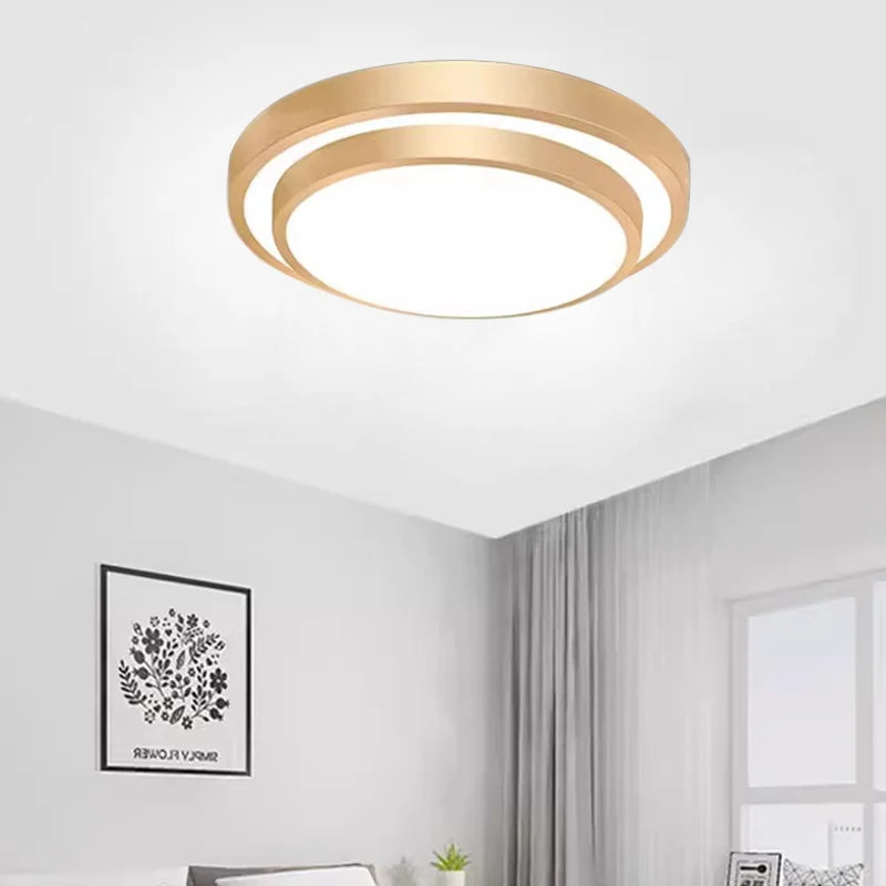 Modern LED Ceiling Light - Double Layers Round Aluminium Remote Controlled Lamp for Bedroom, Dining Room, Living Room Decor