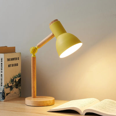 Creative Nordic Table Lamp | Wooden Art LED Turn Head Desk Light for Bedroom, Study & Eye Protection