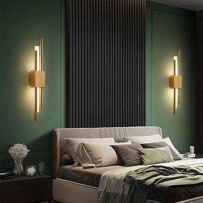 LED Bedroom Wall Lamp - Copper Line Pipe Acrylic Lampshade for Living Room, Corridor