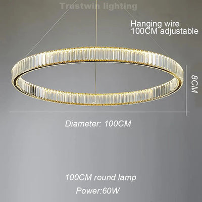 Golden Chrome Round Ring Hanging Light: Modern Elegance Illuminated