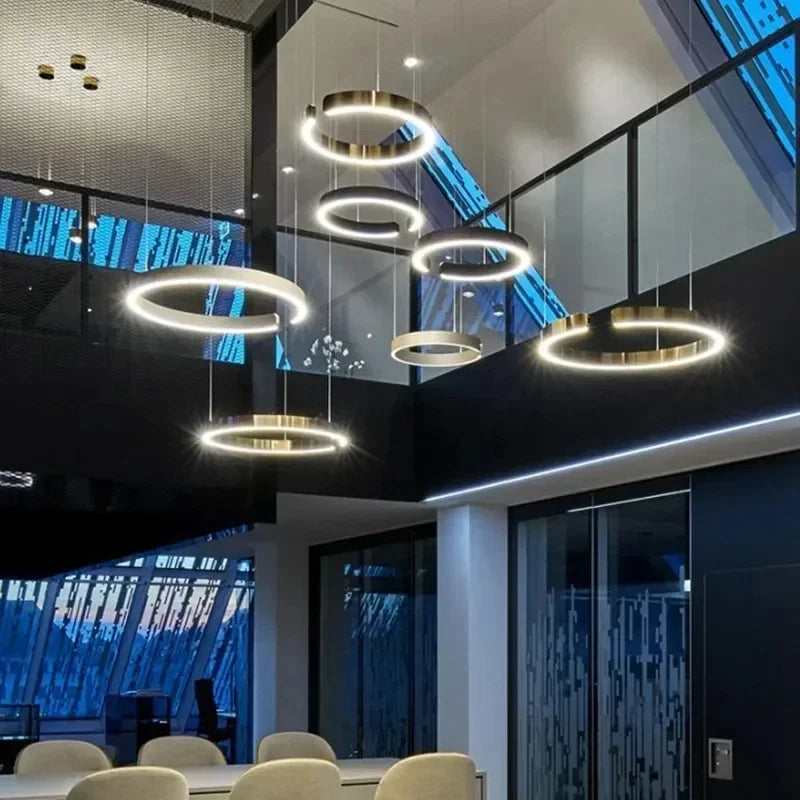 Rings Pendant Lamp - Dimmable Modern Ceiling Chandelier for Dining Table and Kitchen Island