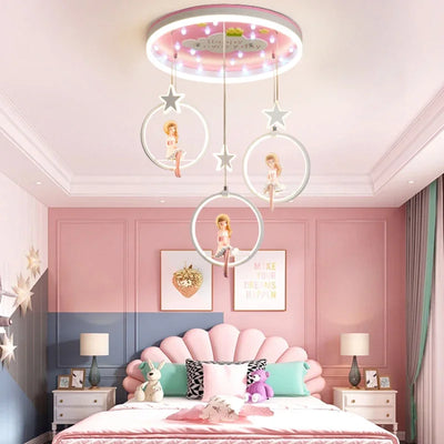 Modern Pink Smart LED Chandelier for Girls' Bedroom