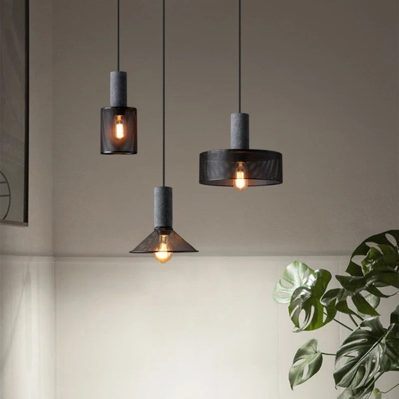 Retro LED Pendant Light: Creative Cement Head Hanging Fixture for Modern Spaces