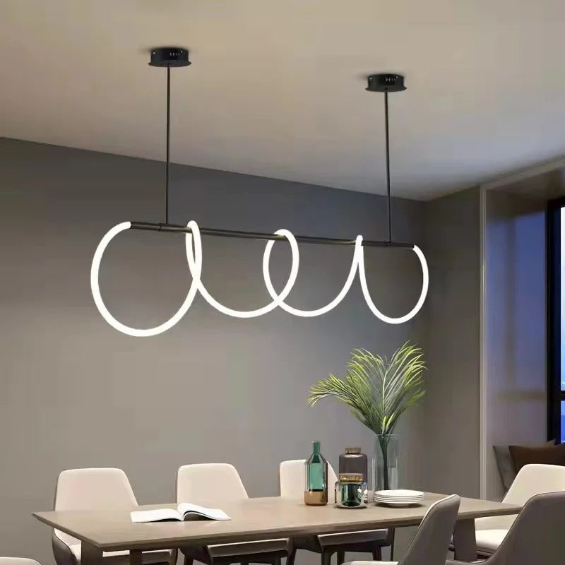 200CM LED Chandelier - Modern Linear Pendant Light for Living Room and Dining Area