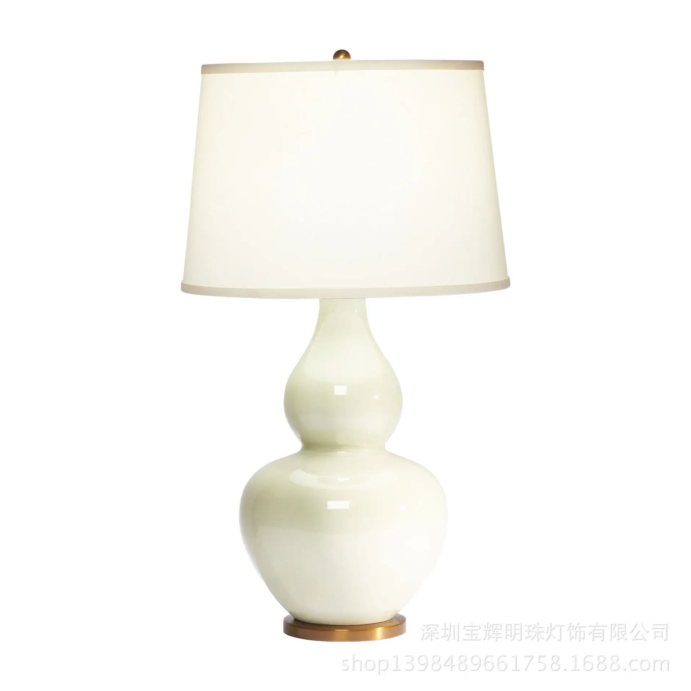 European Retro Ceramic Table Lamp – White Ceramic Gourd Lamp for Bedroom, Living Room, and Study