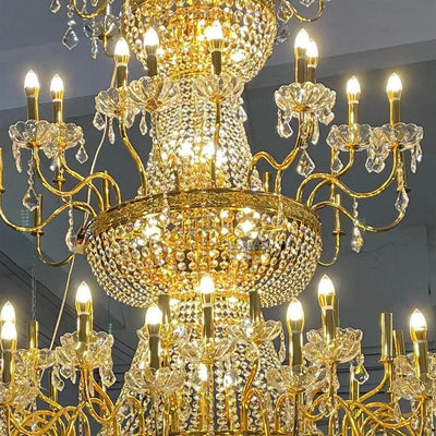 Exquisite Custom-Made Traditional Large Crystal Candle Chandelier for Luxury Hospitality and Residential Settings