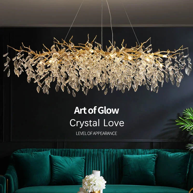 Luxury Modern Crystal Pendant Lamp - Elegant LED Chandelier for Villa Dining and Living Rooms